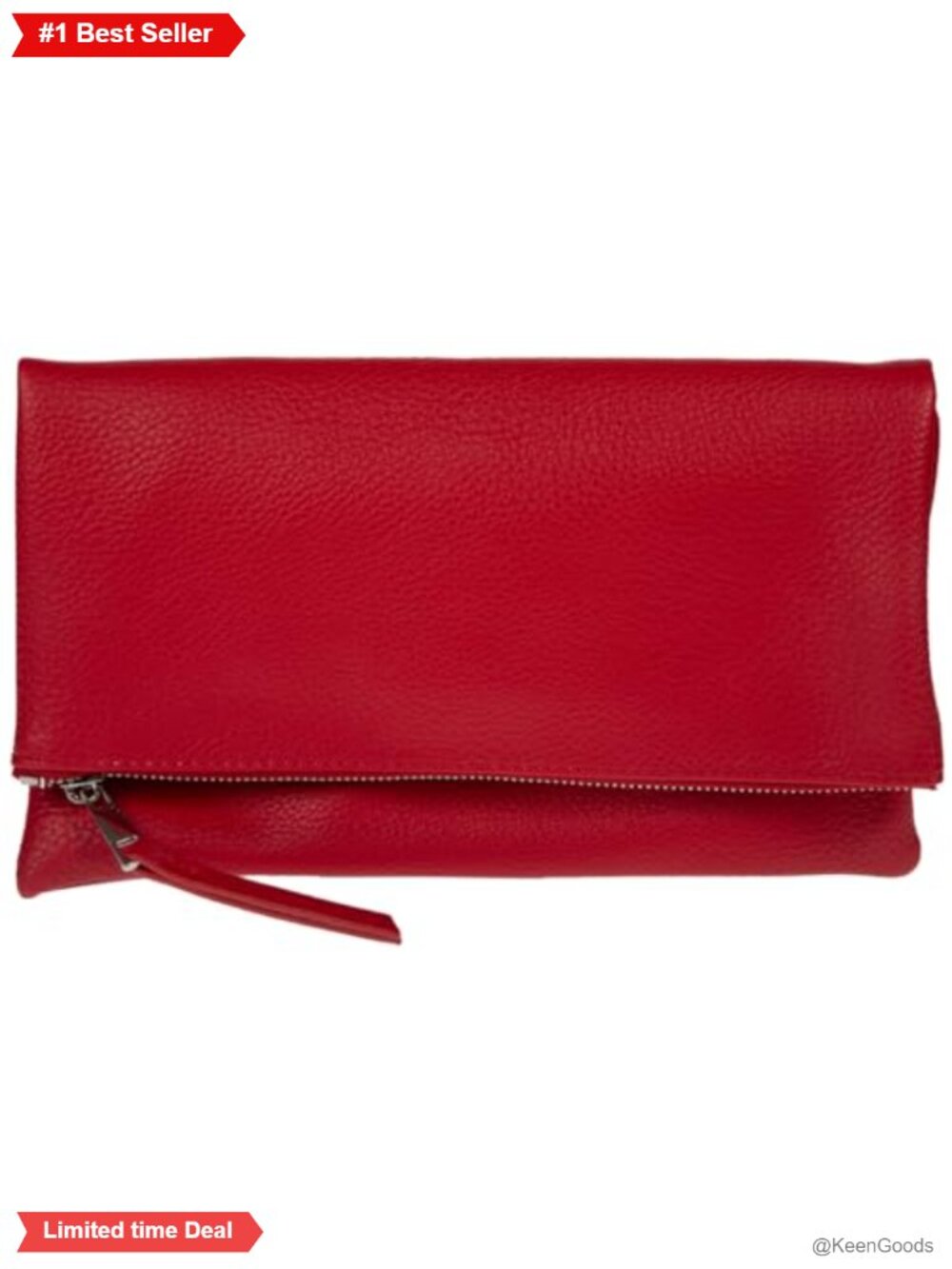 Faux Leather Foldover Clutch Purse with Tassel & Zipper
